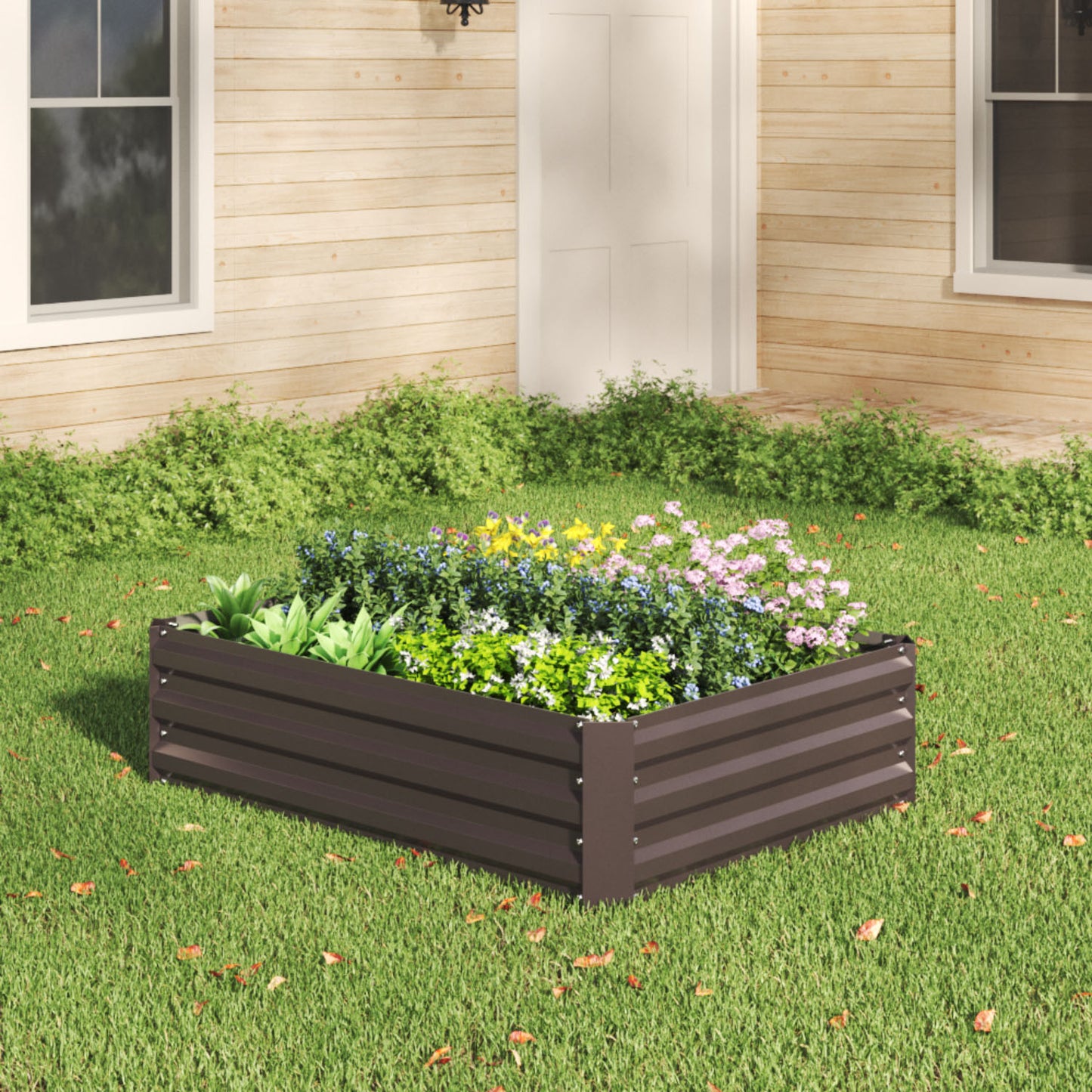 Rectangle Raised Brown Galvanized Steel Garden Bed (120cm x 90cm)