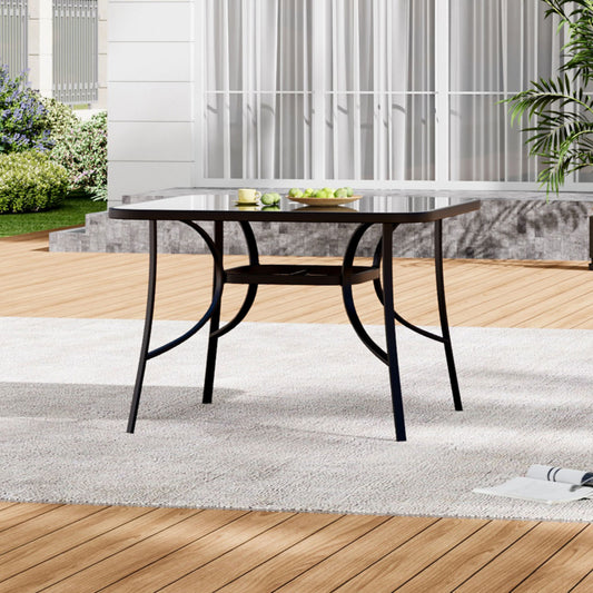 4 Seater Square Tempered Glass Garden Dining Table