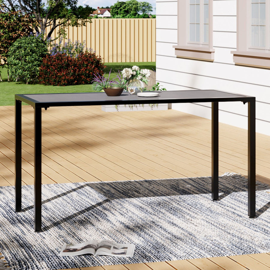 6 Seater Grey Dining Table with Parasol Hole