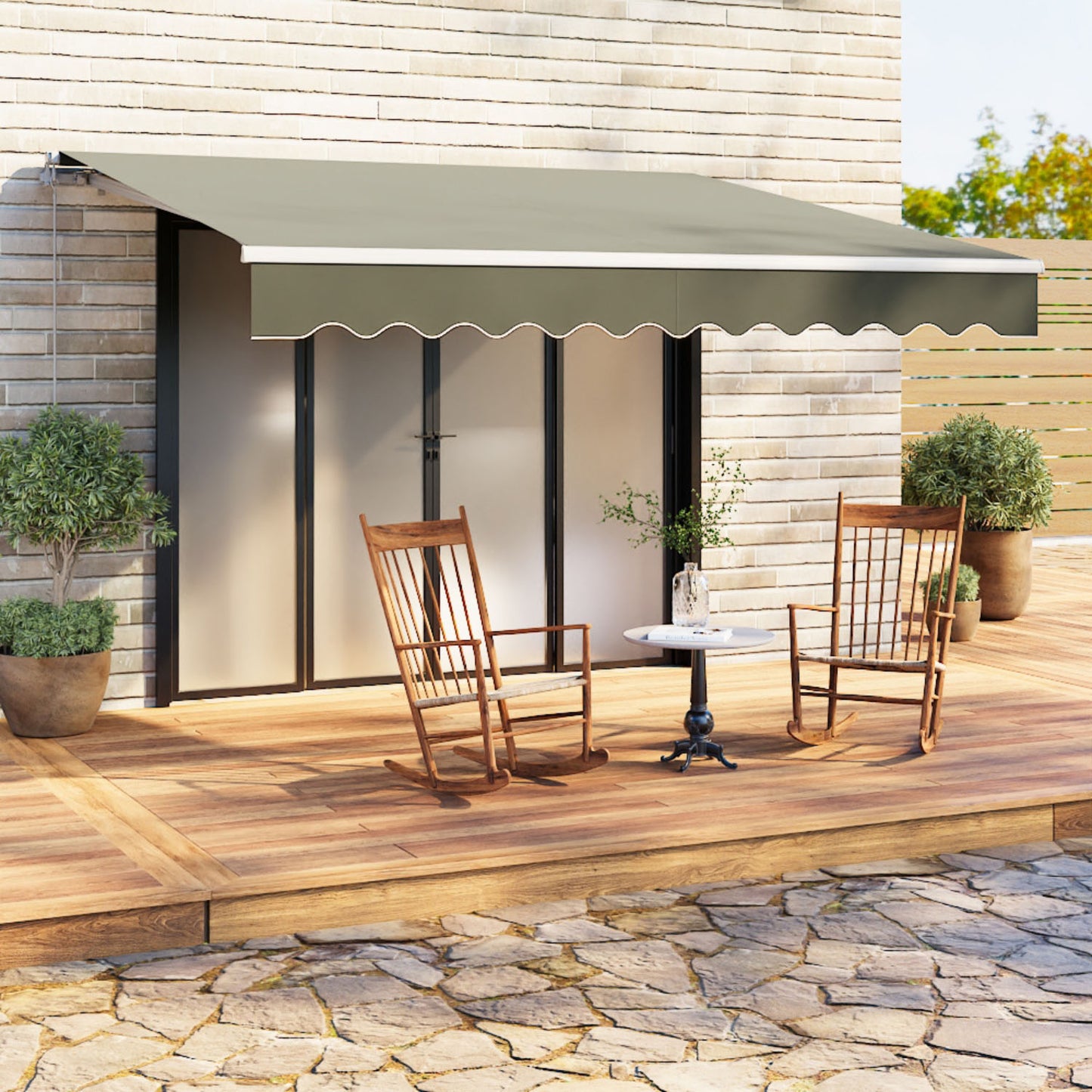 Retractable Grey Manual Patio Awning 3 x 3.5m