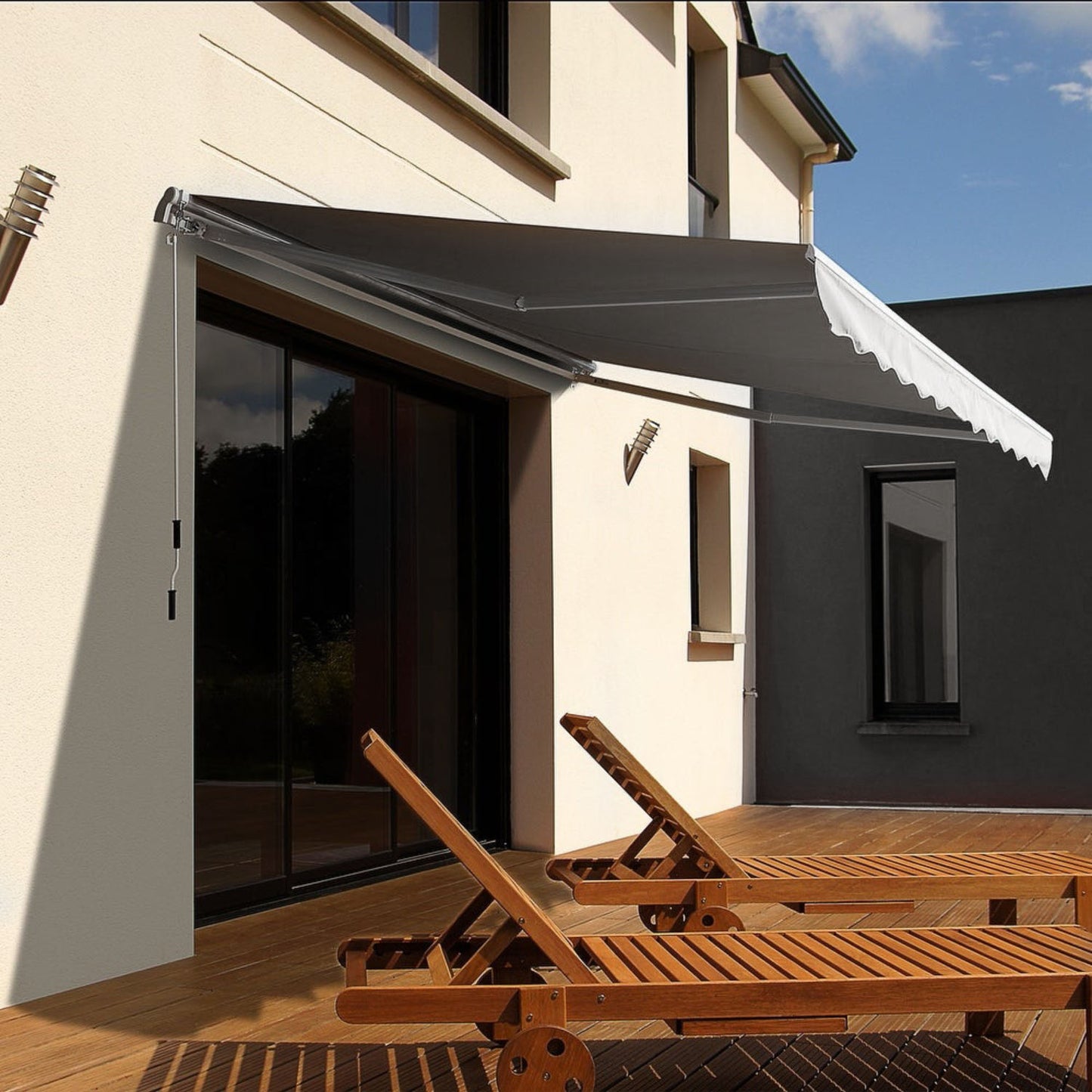 Retractable Grey Manual Patio Awning 2m x 1.5m