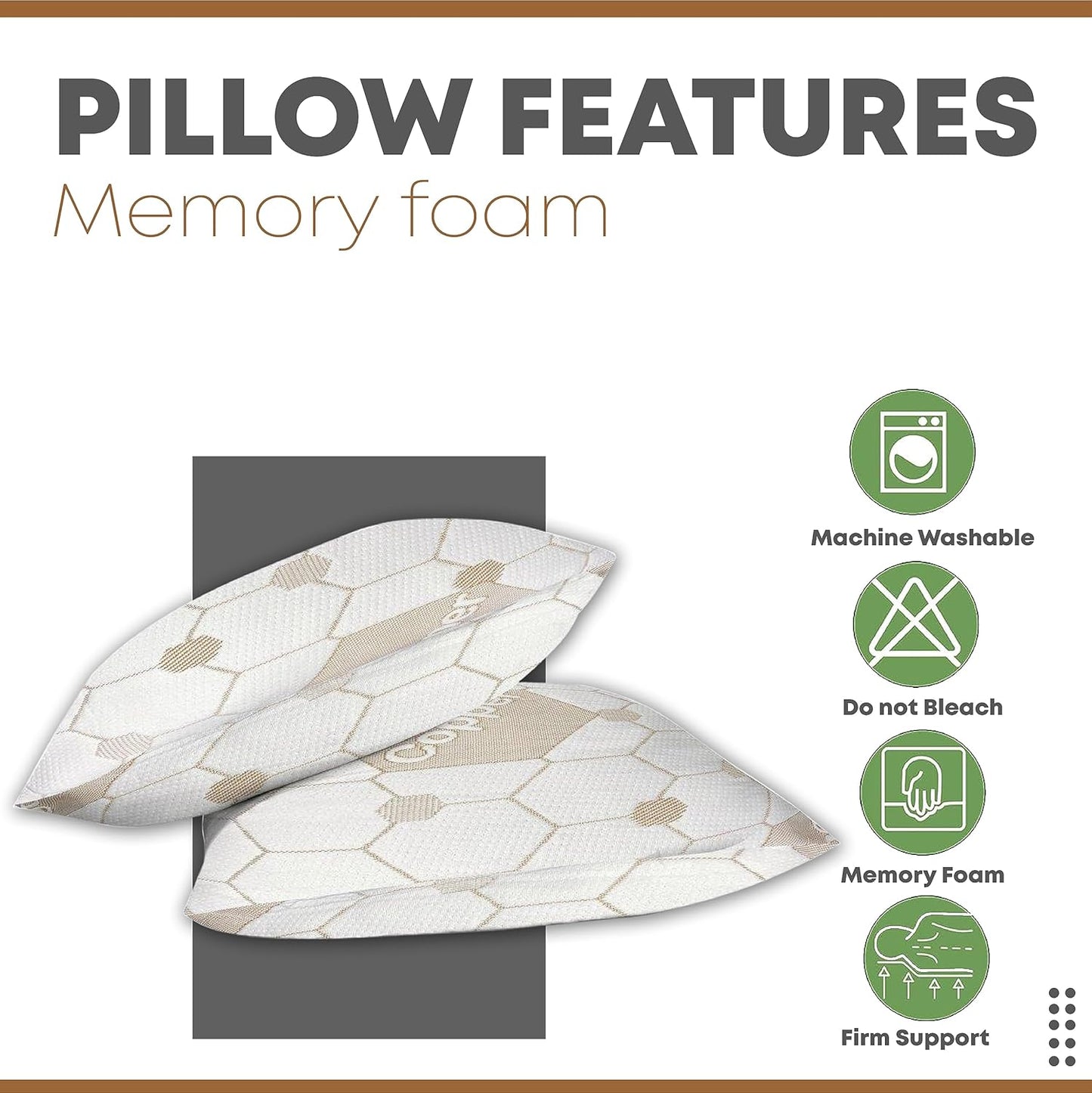Copper Infused Cooling Support Memory Foam Pillow Pair