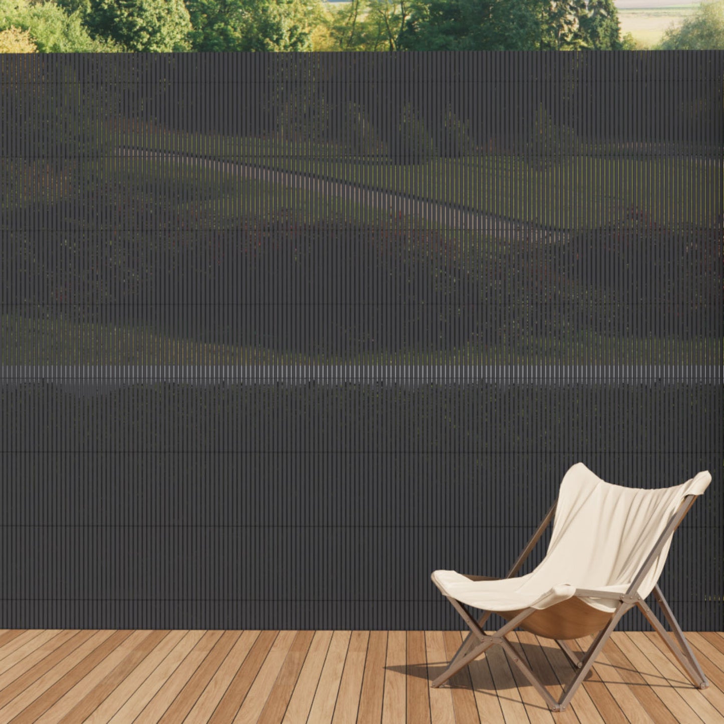 PVC Fence Sun Blocked Screen Panels Dark Grey 300cm x 200cm