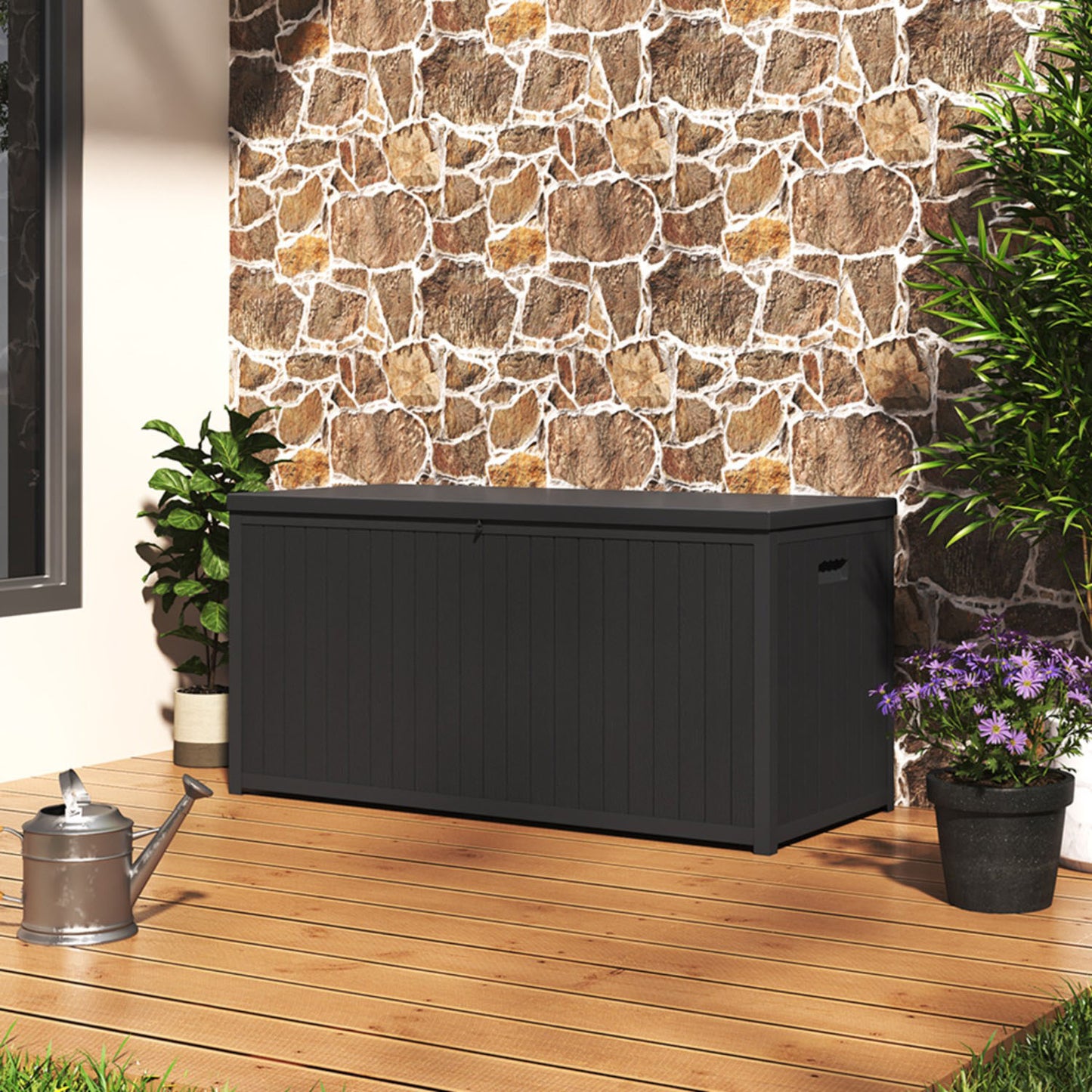 Black Outdoor 430L PP Garden Storage Box