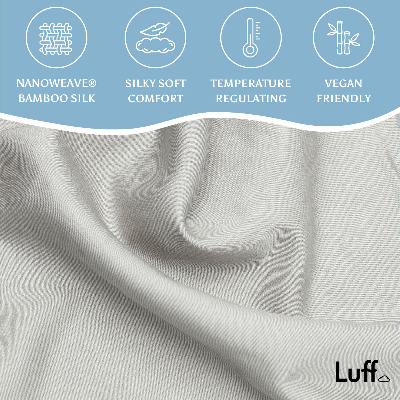 Luff Grey Organic Bamboo Silk 700TC Deep Fitted Sheet