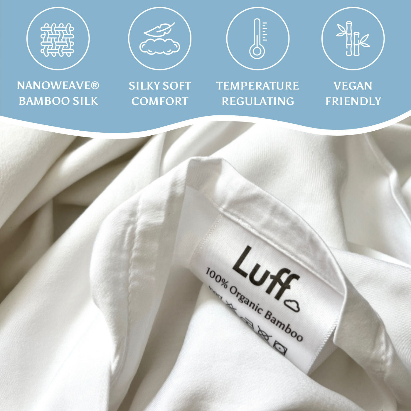 Luff White Organic Bamboo Silk 700TC Duvet Set