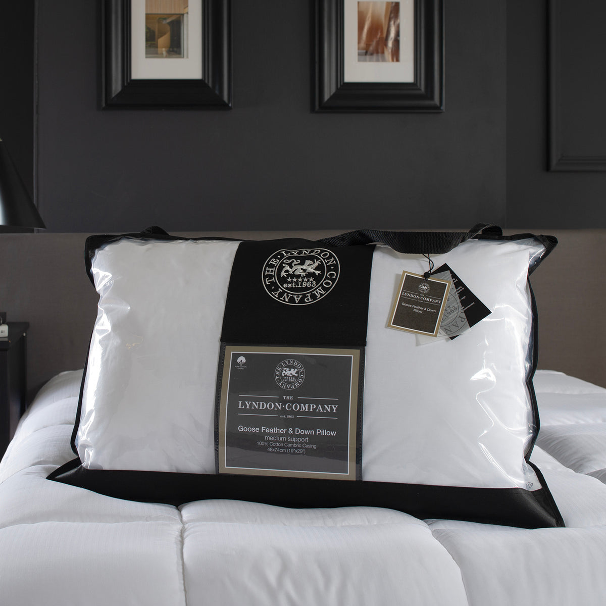 Lyndon Company Luxe Goose Feather Down Pillow Medium Support