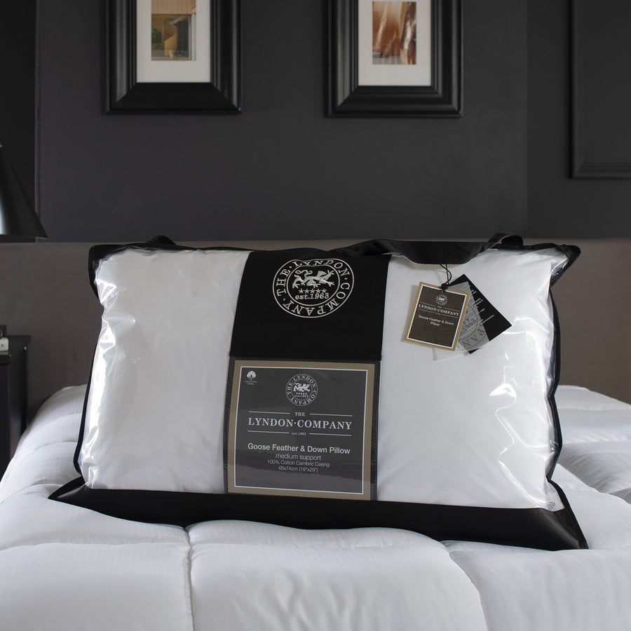 The Lyndon Company Luxe Goose Feather and Down Pillow - Medium Support