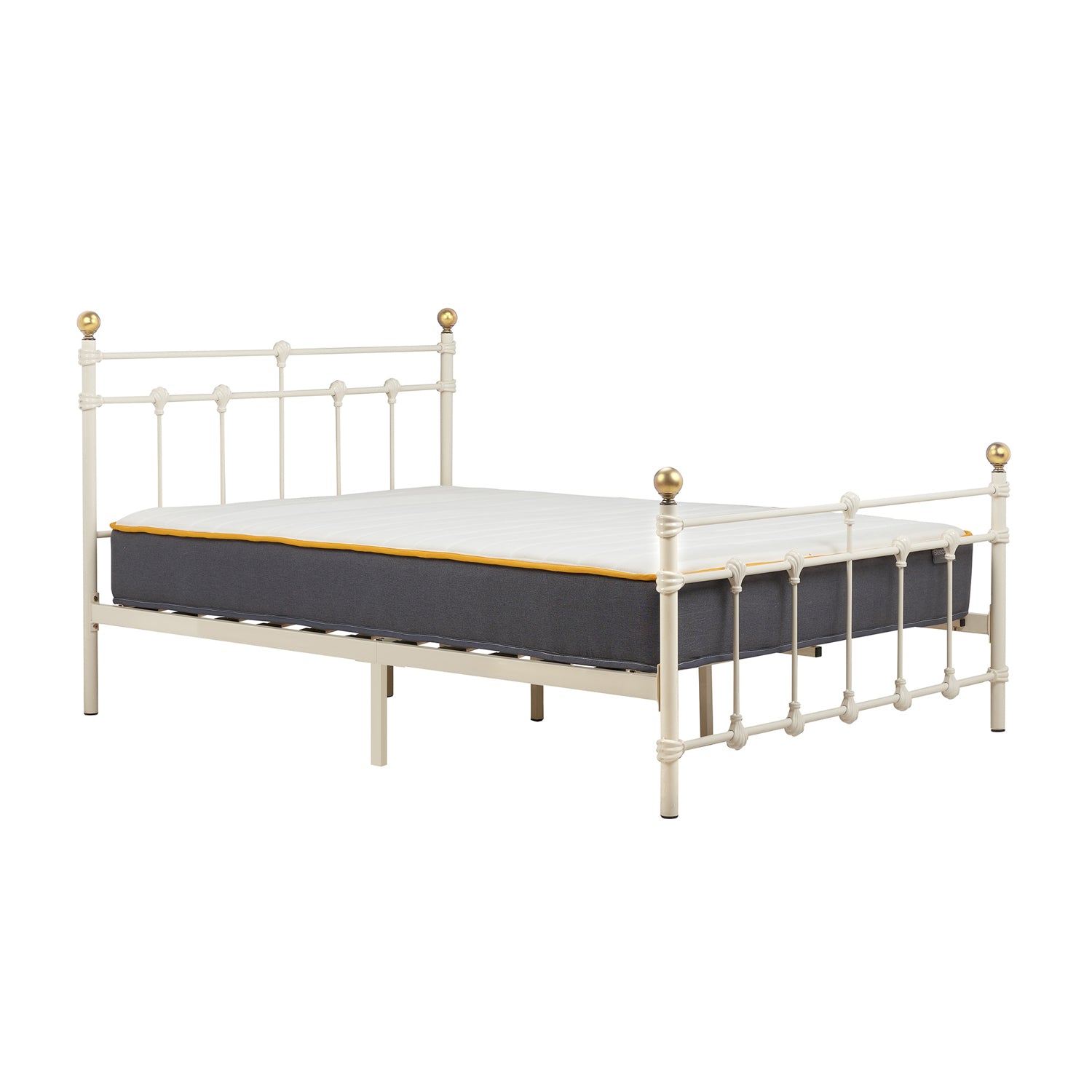 White and gold store metal bed frame