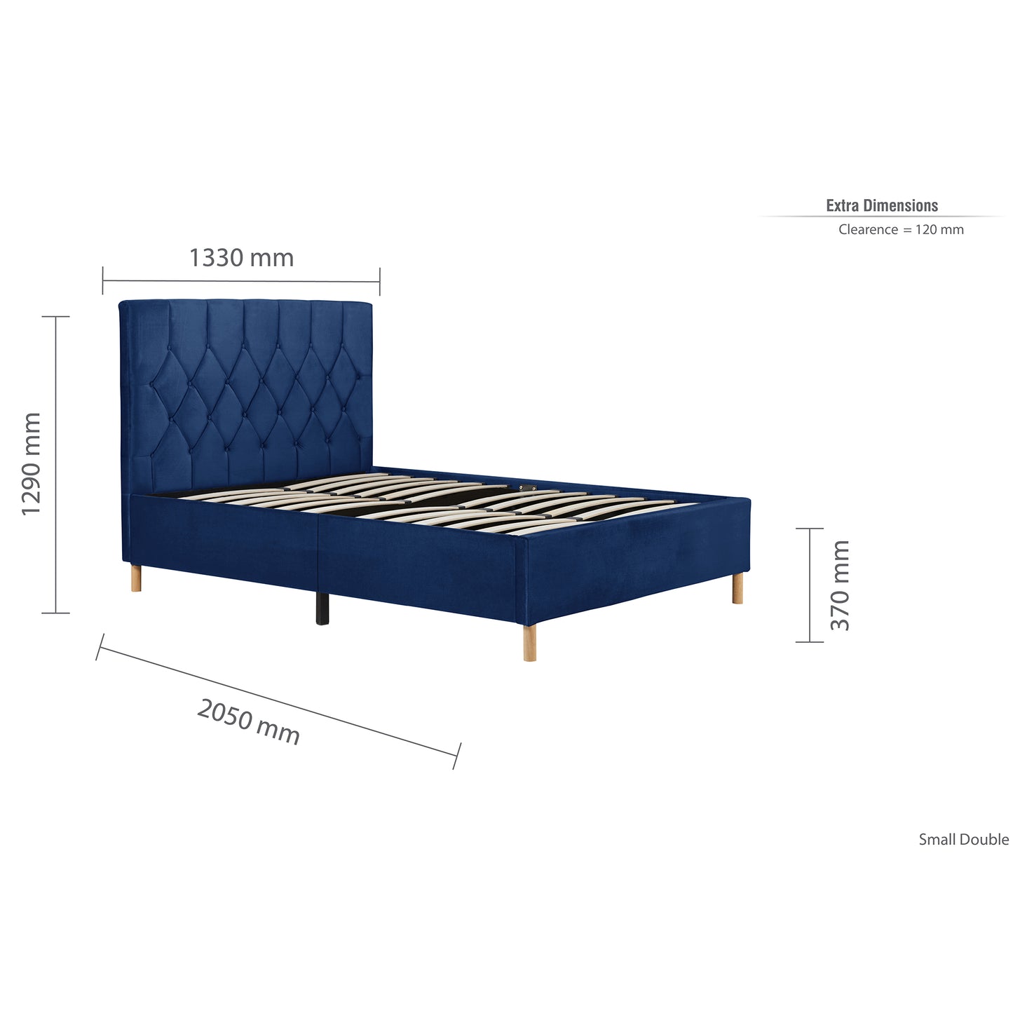 Loxley Blue Quilted Velvet Bed