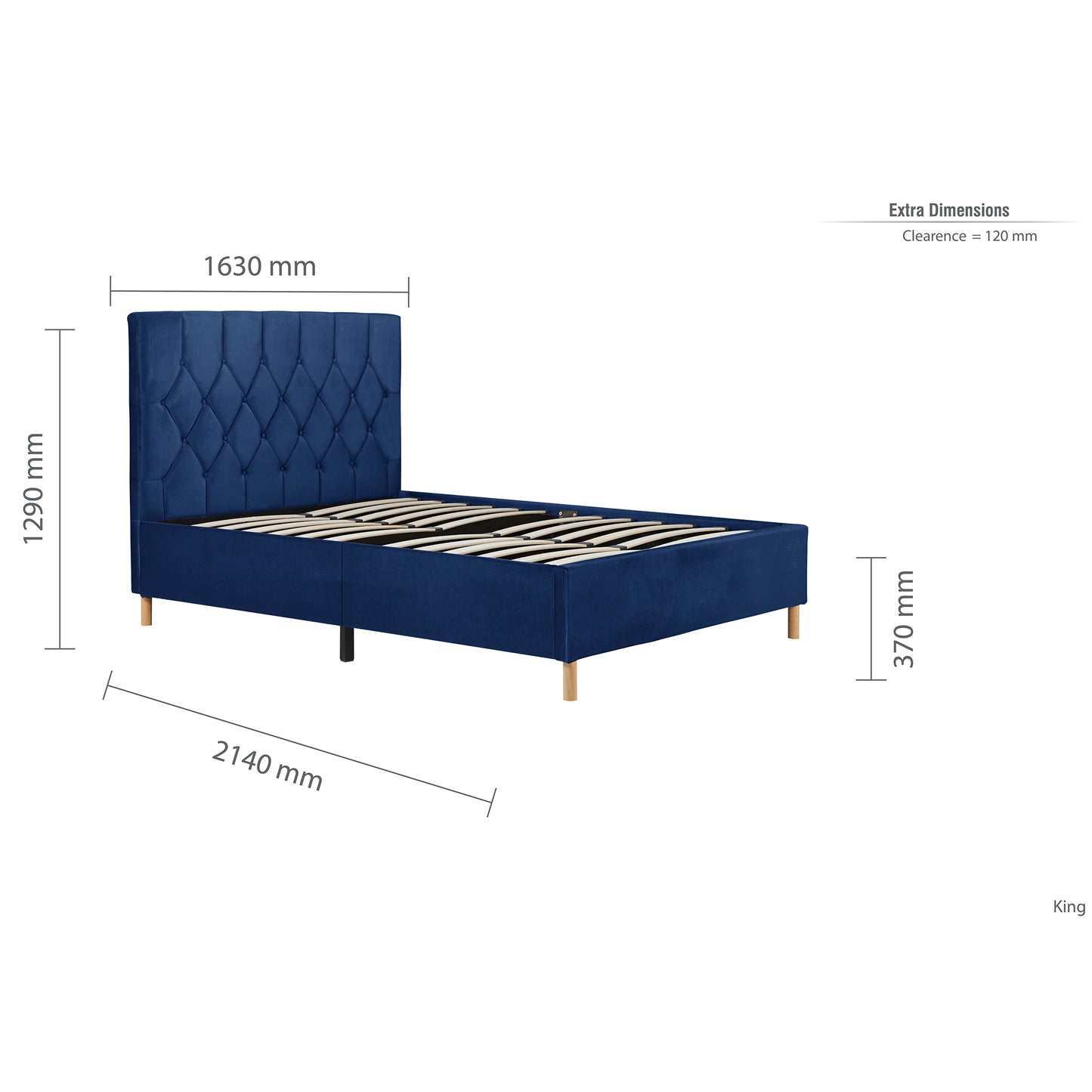 Loxley Blue Quilted Velvet Bed