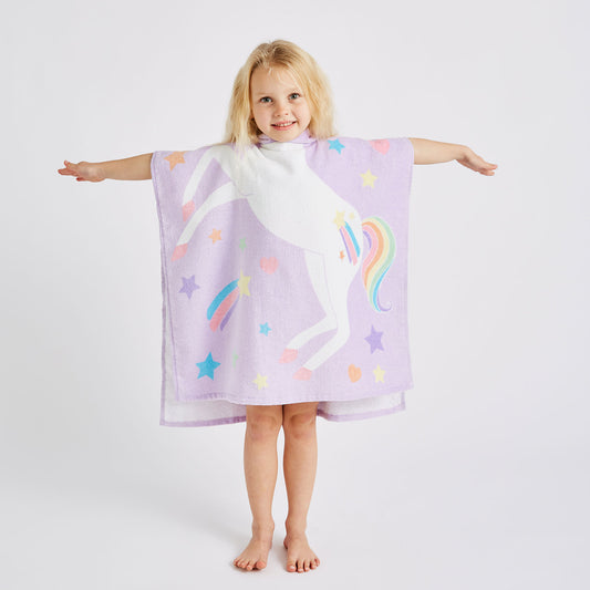 Catherine Lansfield Kids Unicorn Hooded Cotton Towel Poncho