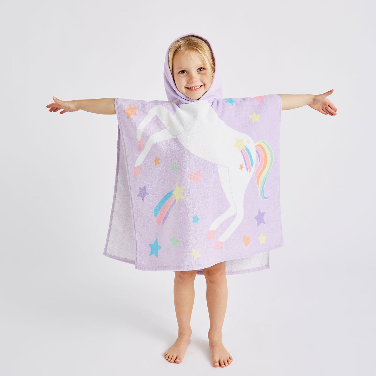 Catherine Lansfield Kids Unicorn Hooded Cotton Towel Poncho