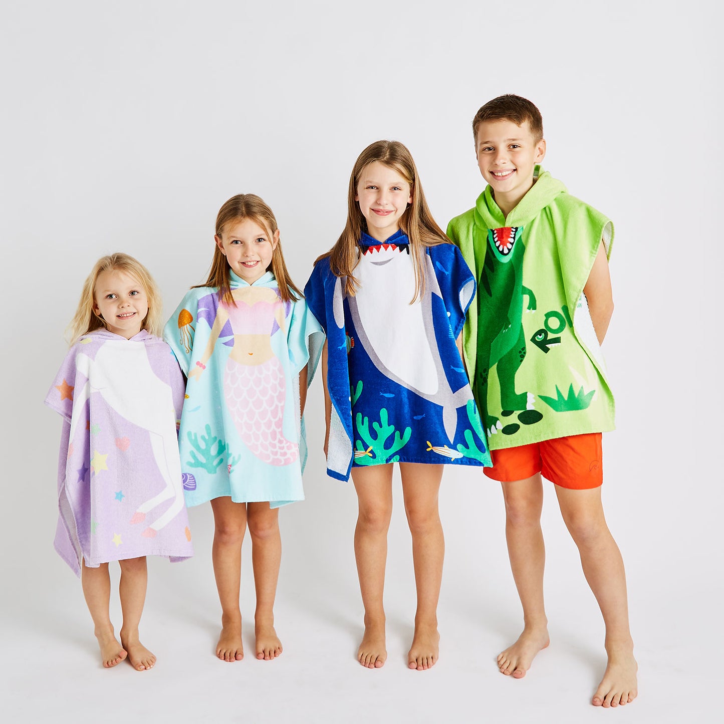 Catherine Lansfield Kids Mermaid Hooded Cotton Towel Poncho