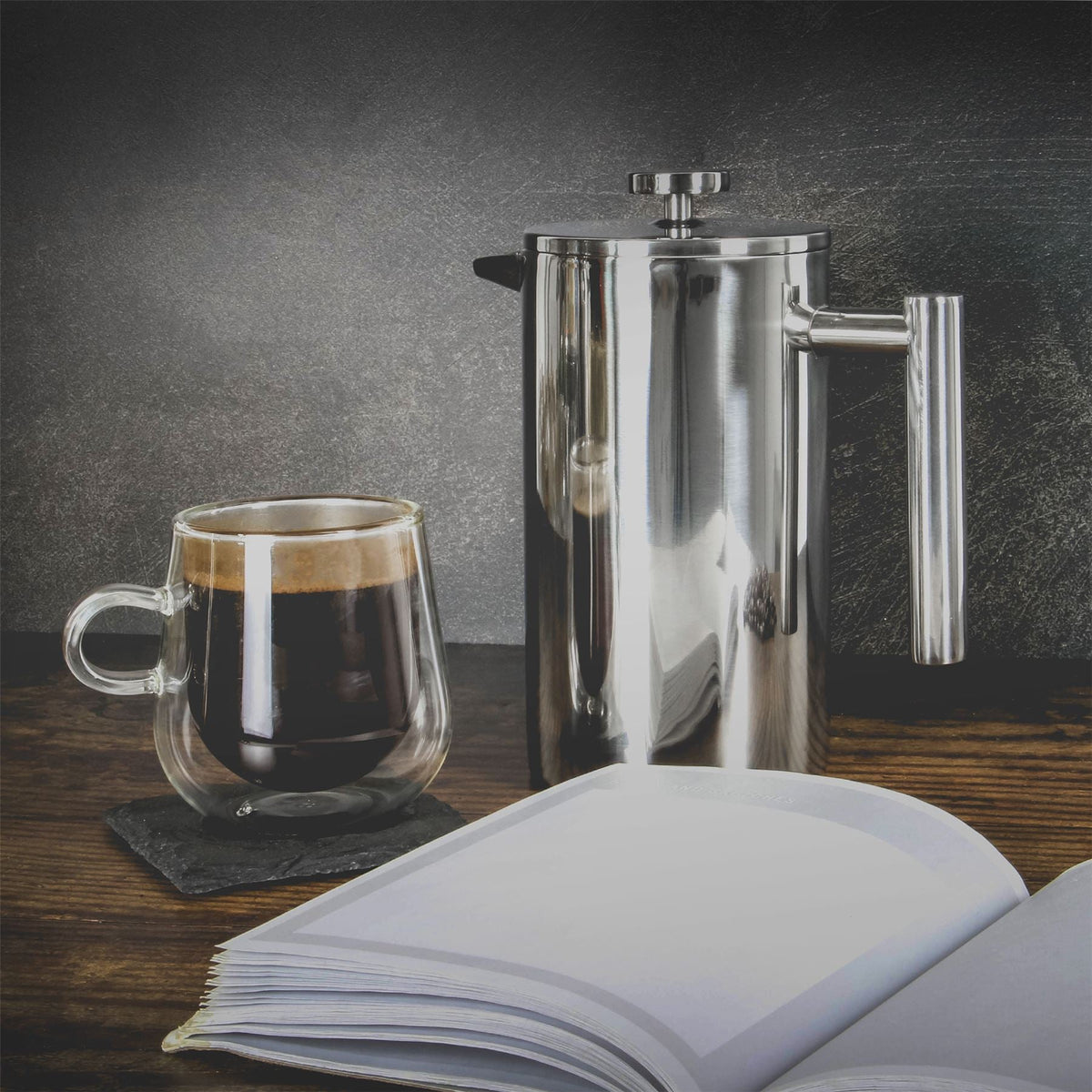 French Press Cafetiere Steel Coffee Maker 1500ml