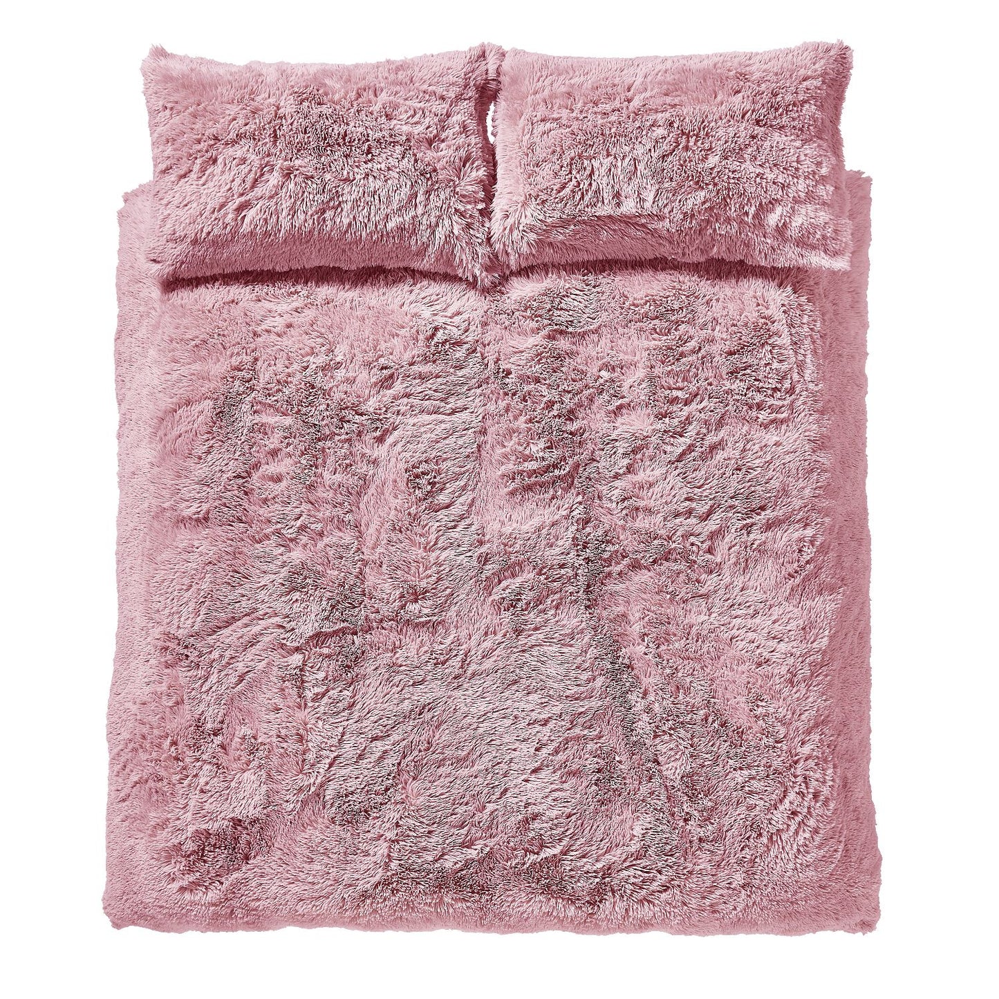 Catherine Lansfield Cuddly Deep Pile Blush Faux Fur Duvet Set