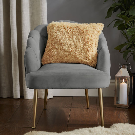 Cuddly Deep Pile Ochre Cushion (45cm x 45cm)