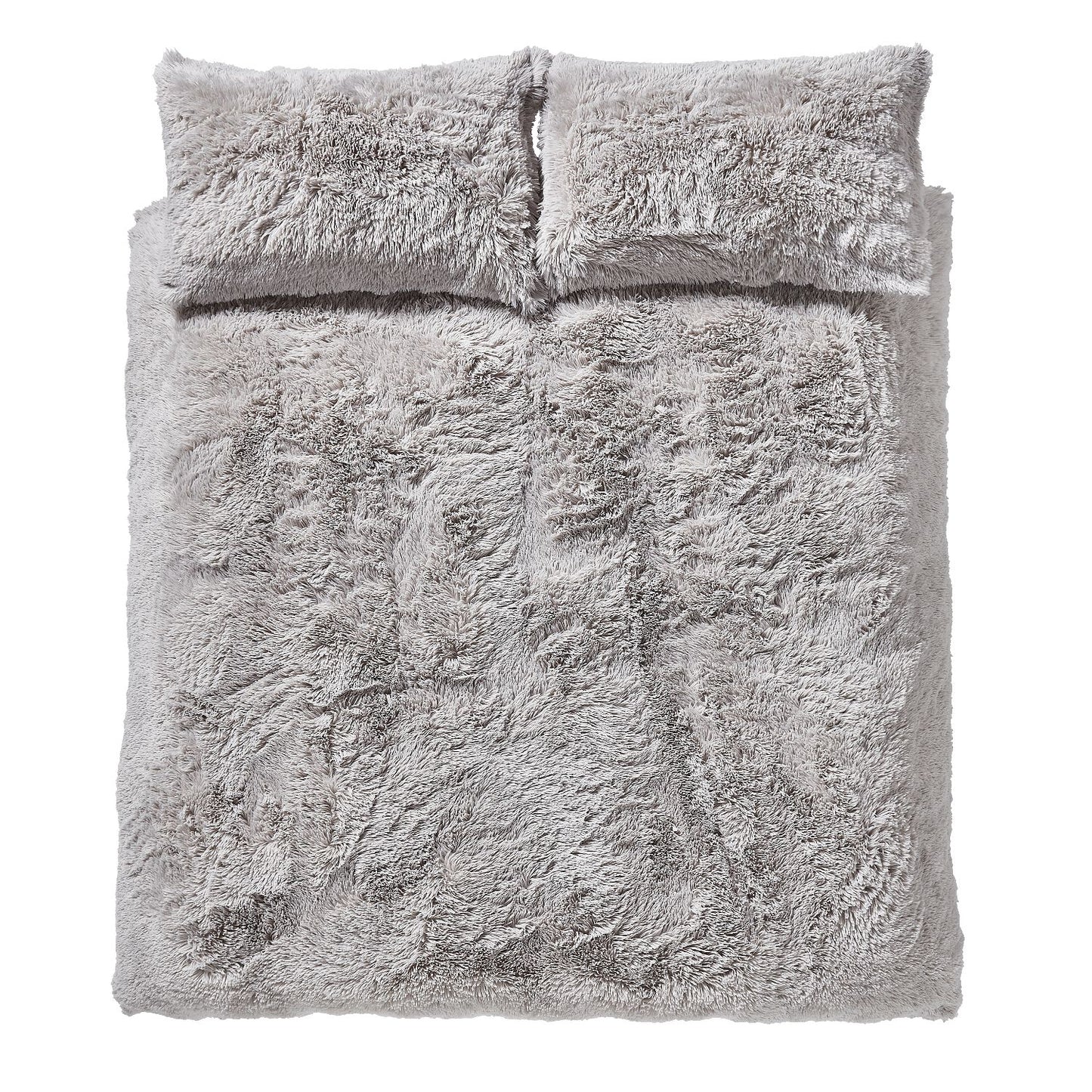 Catherine Lansfield Cuddly Deep Pile Silver Faux Fur Duvet Set