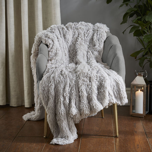 Cuddly Deep Pile Silver Throw (150cm x 200cm)