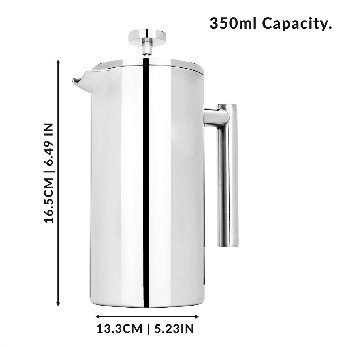 French Press Cafetiere Steel Coffee Maker 350ml