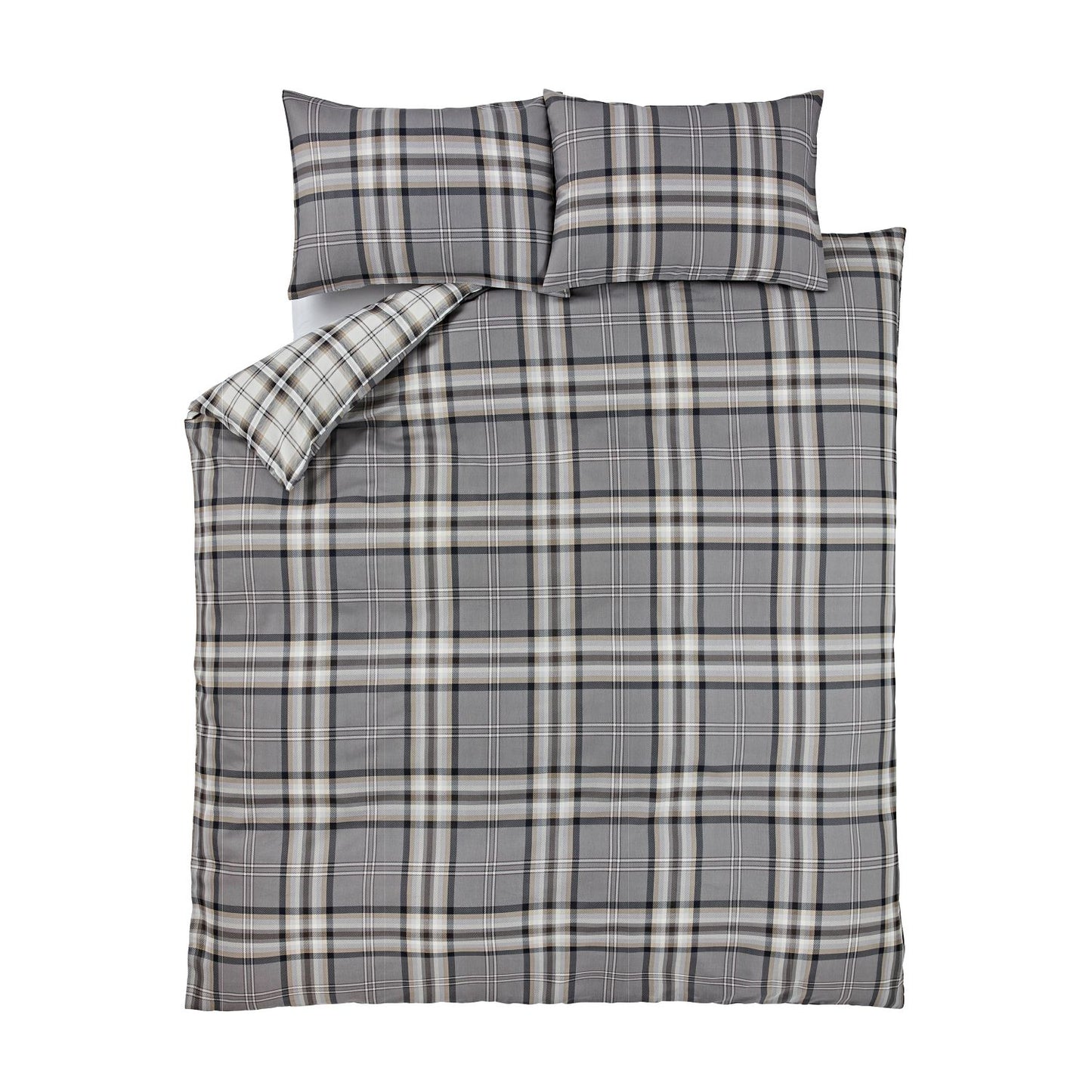 Catherine Lansfield Kelso Charcoal Check Reversible Duvet Set
