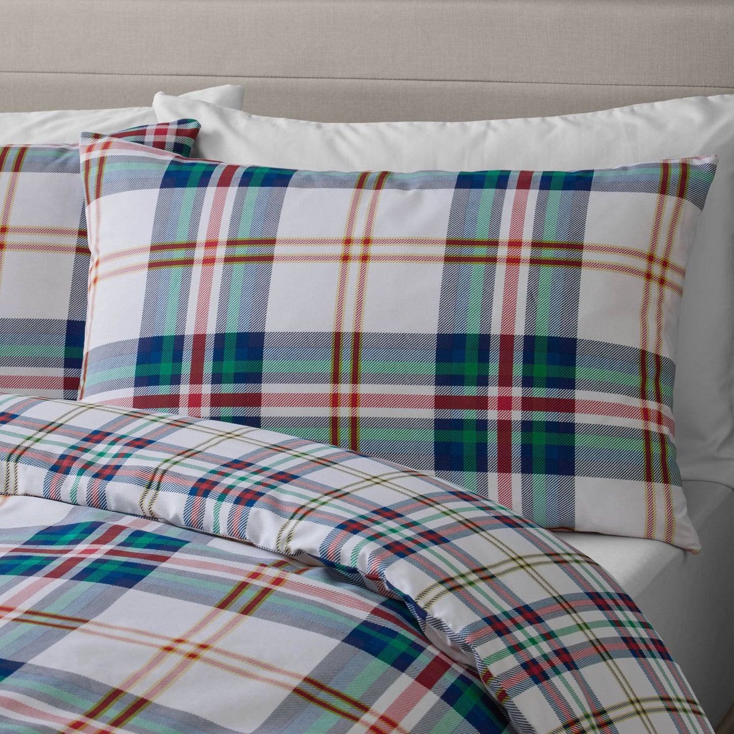 Catherine Lansfield Kelso Green Check Reversible Duvet Set