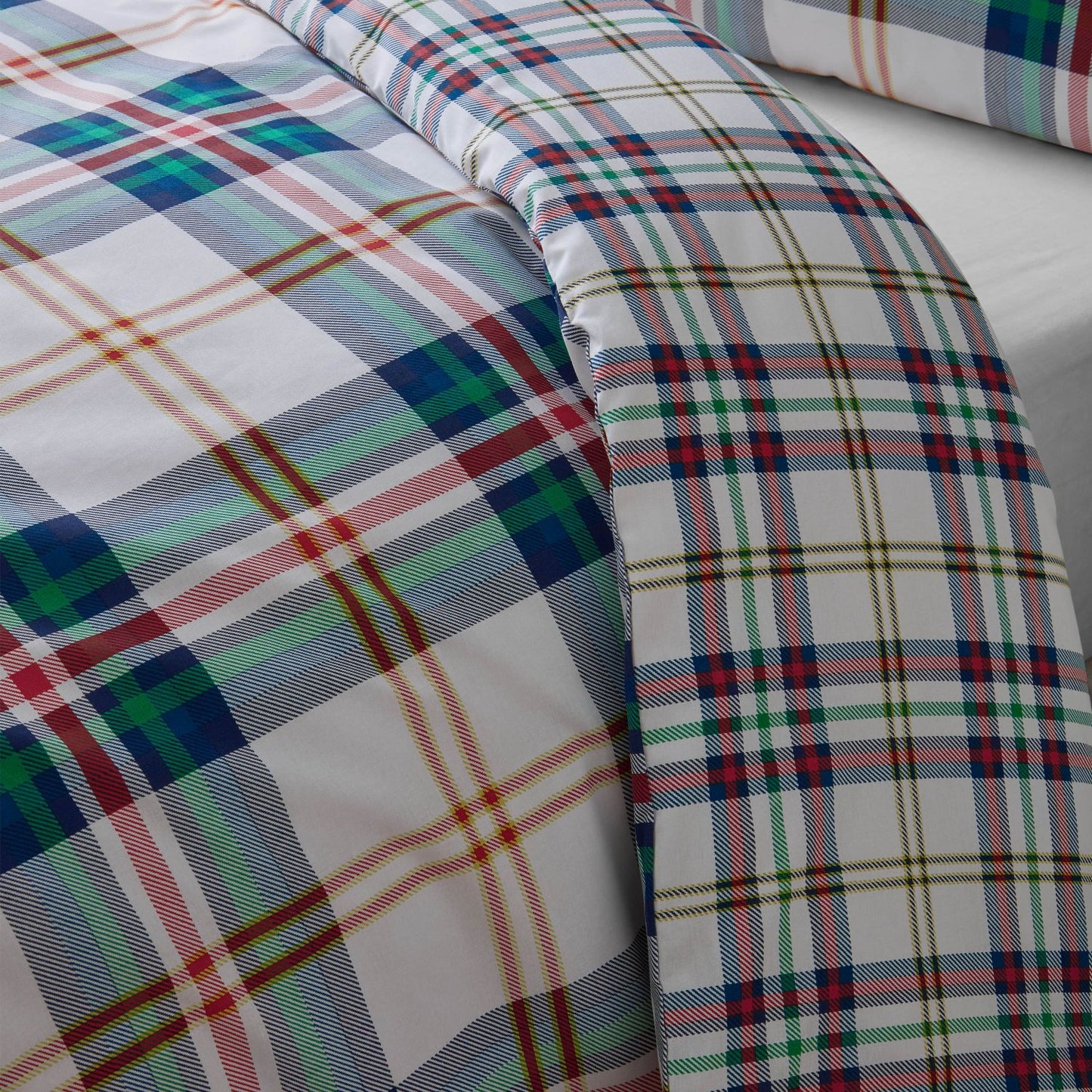 Catherine Lansfield Kelso Green Check Reversible Duvet Set