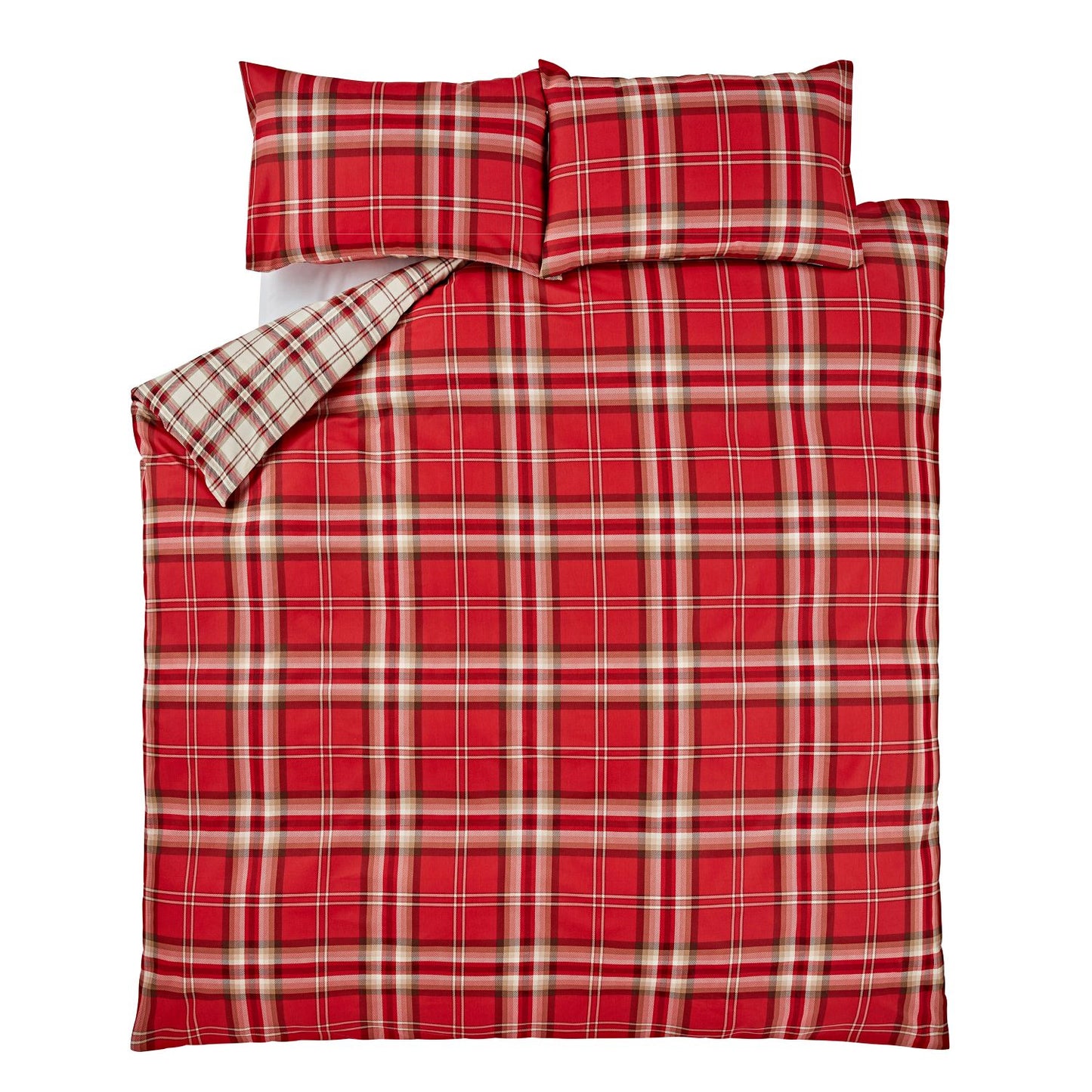 Catherine Lansfield Kelso Red Check Reversible Duvet Set