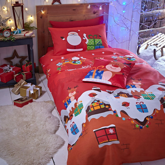 Catherine Lansfield Santa's Christmas Presents Reversible Duvet Set