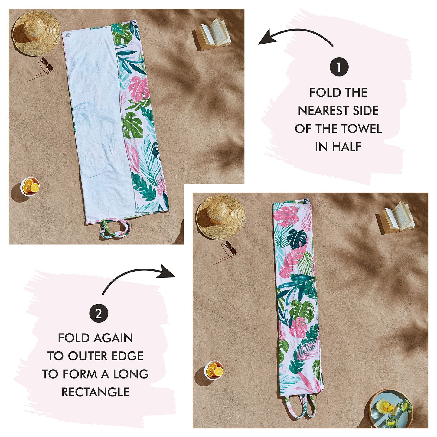 Catherine Lansfield Tropical Palm Cotton Beach Towel in a Bag
