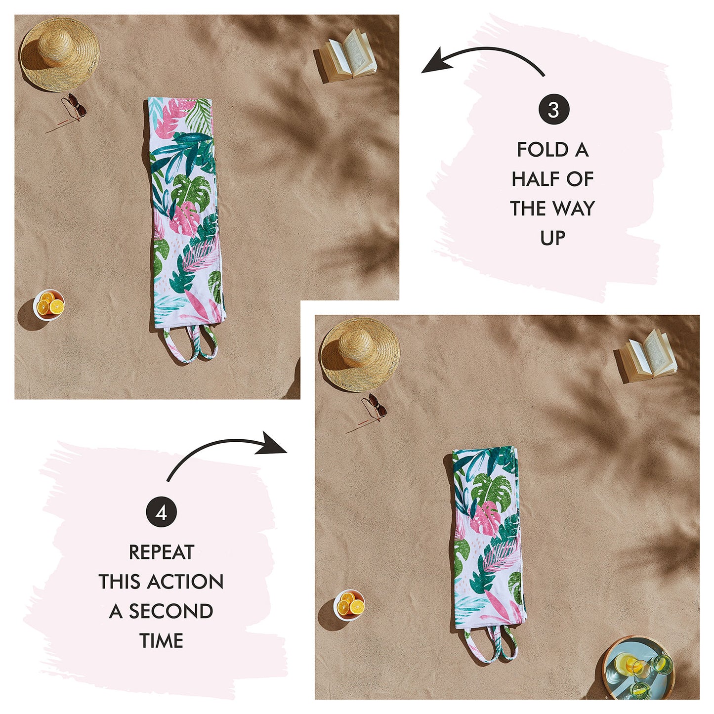 Catherine Lansfield Tropical Palm Cotton Beach Towel in a Bag