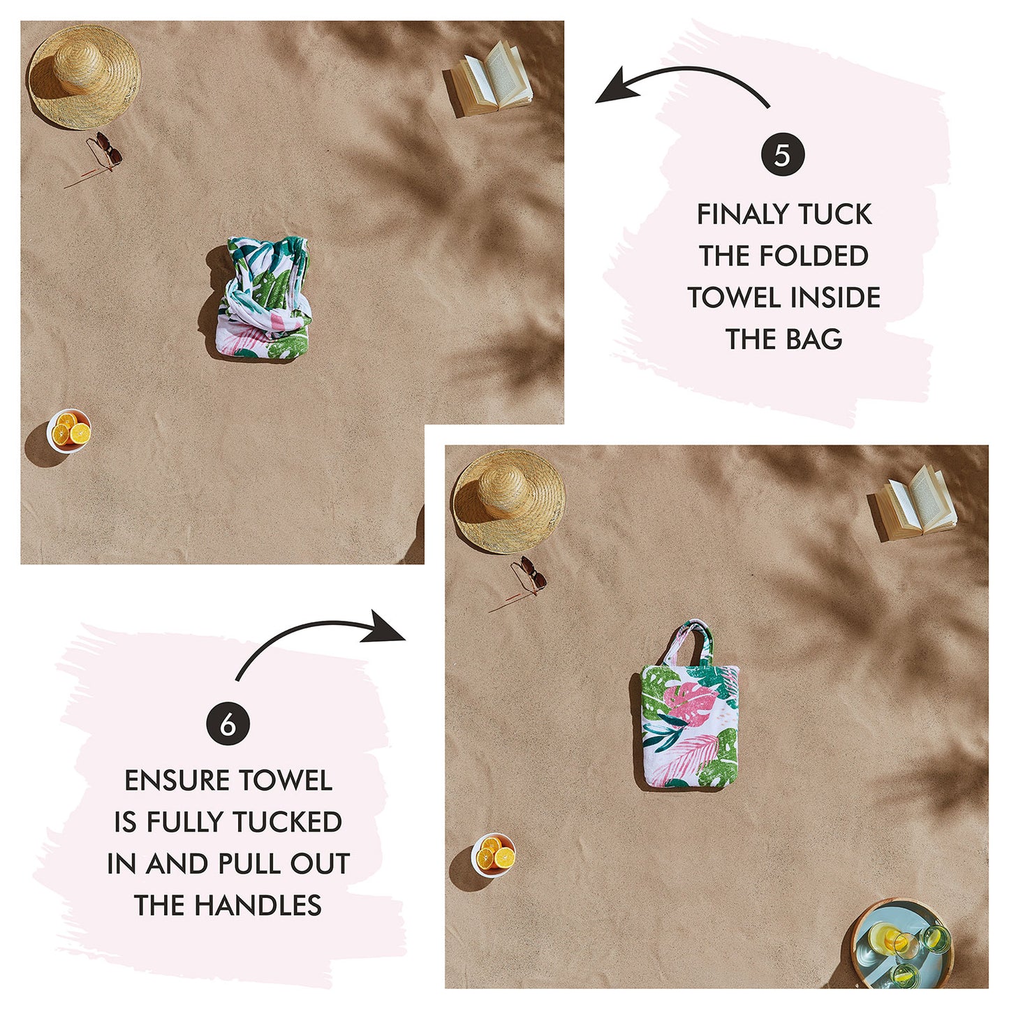 Catherine Lansfield Tropical Palm Cotton Beach Towel in a Bag