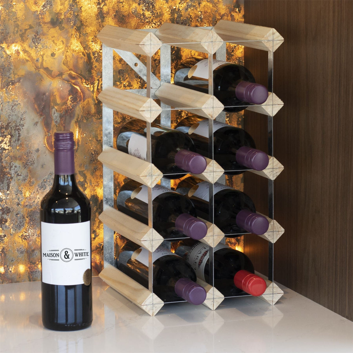 Wood & Metal Wine Rack