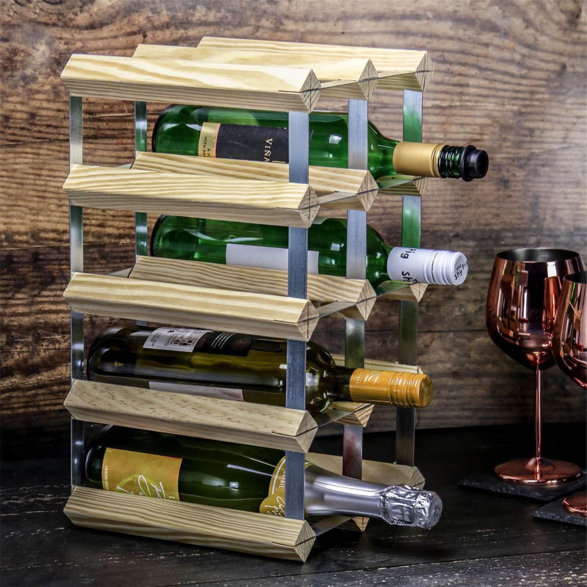 Wood & Metal Wine Rack
