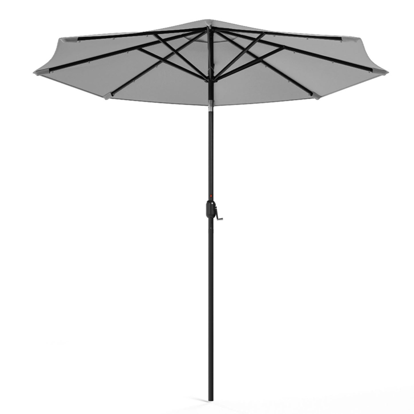 Crank and Tilt 24 Solar LED Light Grey Garden Parasol with Plastic Fillable Base 3m
