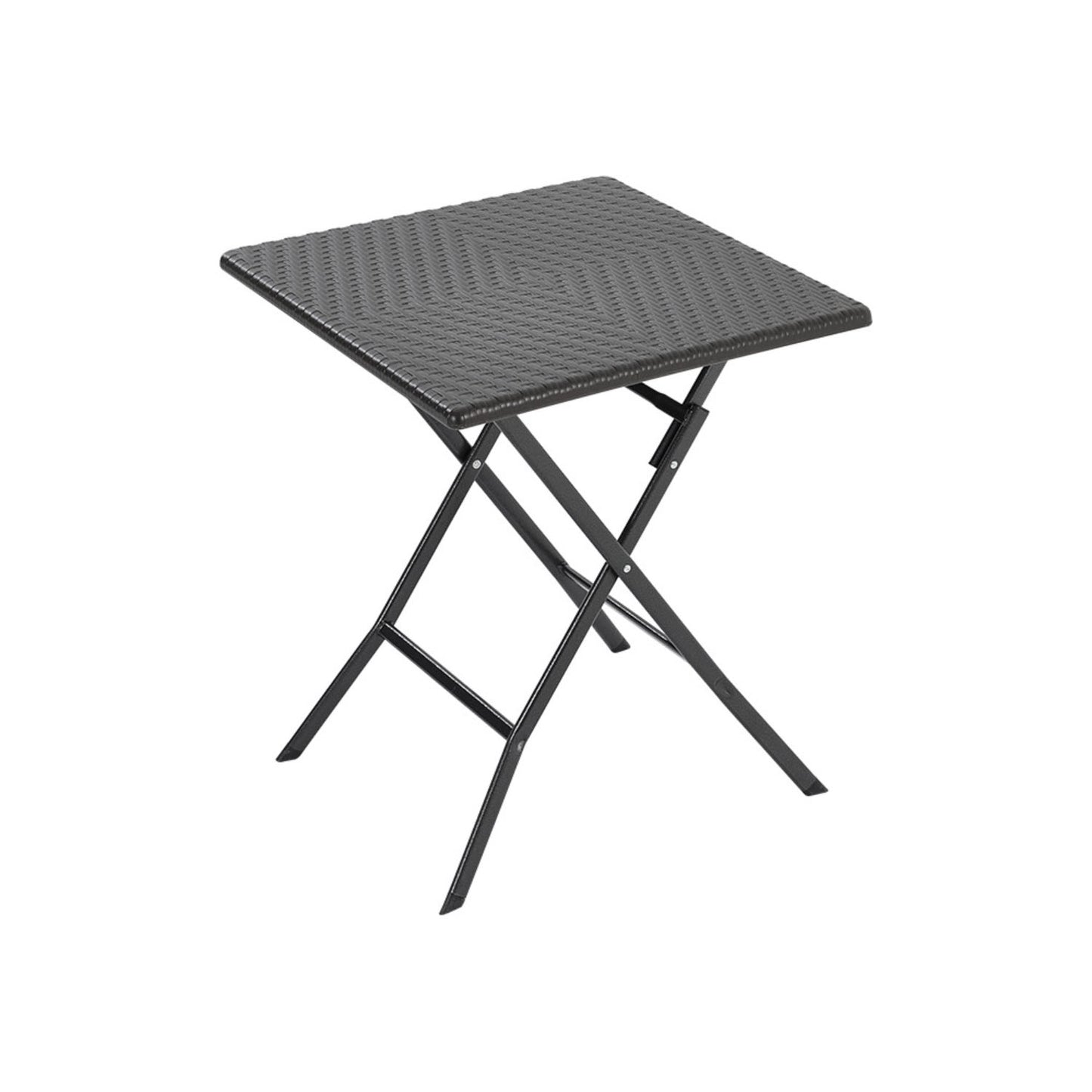 Black Square Rattan Outdoor Bistro Folding Table