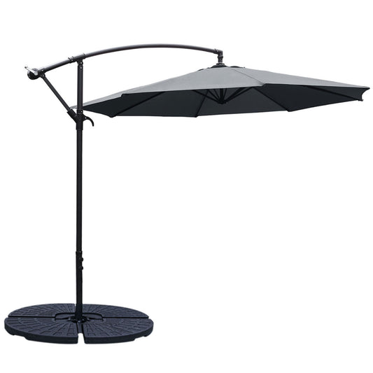 Cantilever Garden Parasol Dark Grey with Tilt Fillable Cross Base 3m