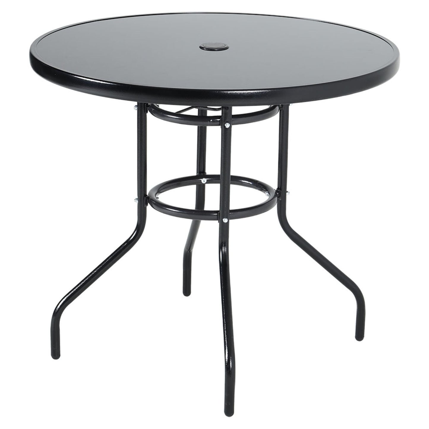 2 Seater Round Garden Bistro Table Black with Parasol Hole