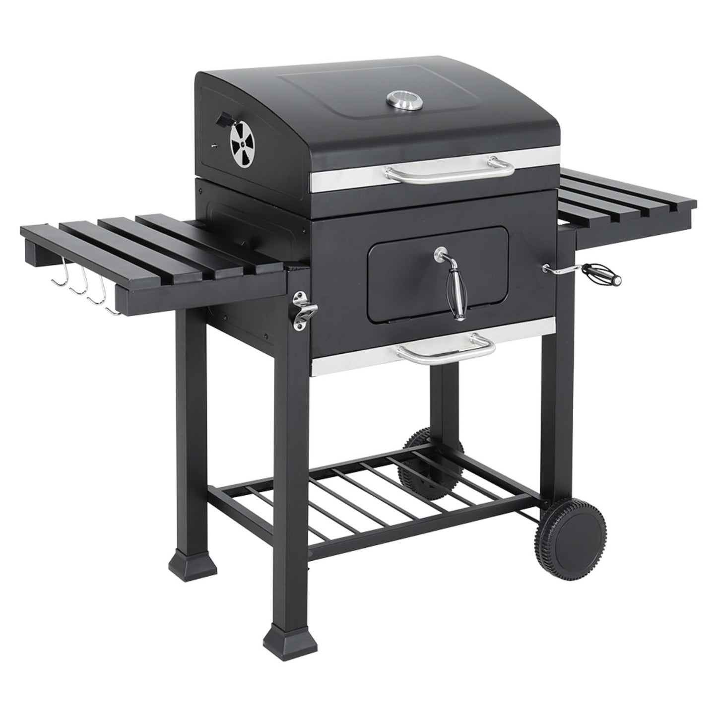 Outdoor BBQ Charcoal Grill with Side Tables