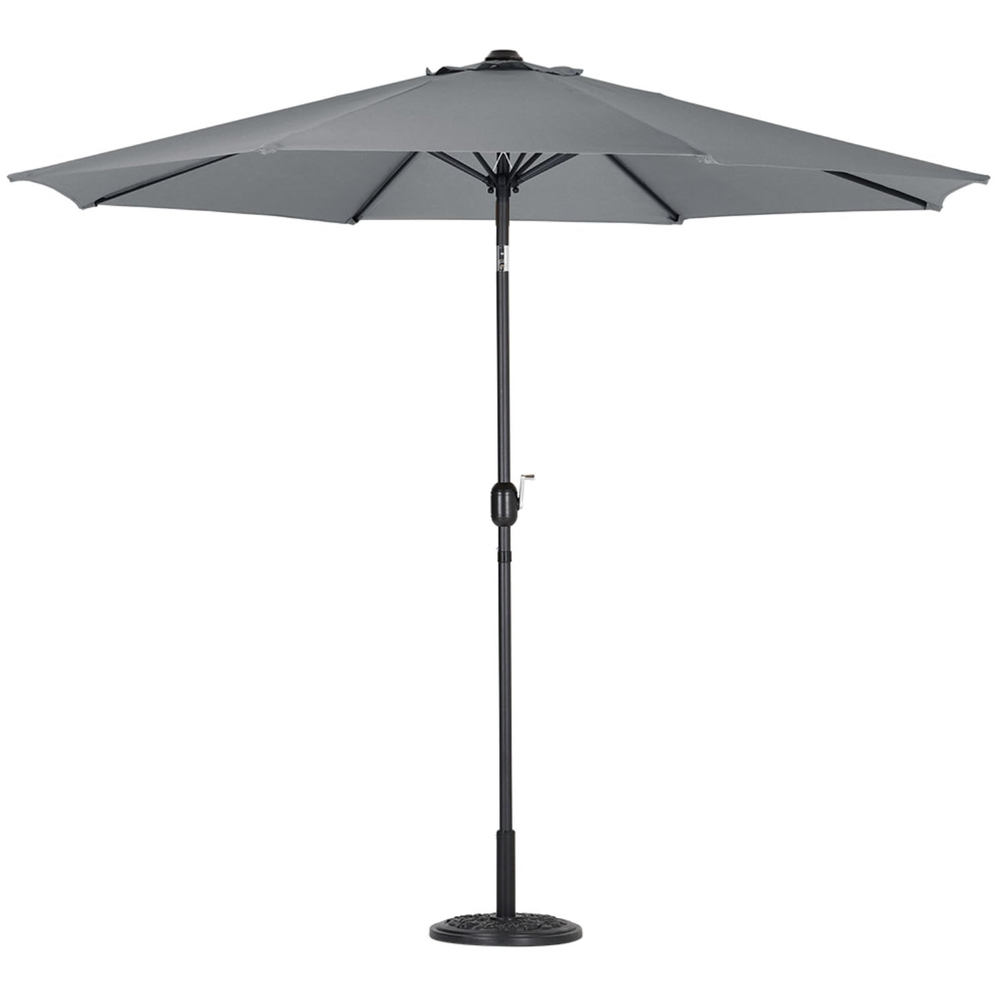Outdoor Crank Tilt Parasol Dark Grey with Round Base 3m