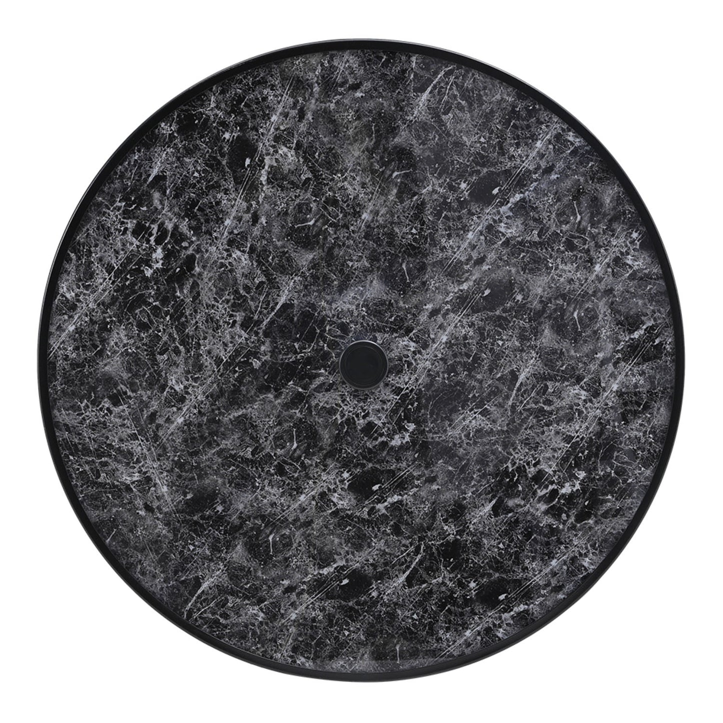 Tempered Glass Black Round Marble Effect Garden Coffee Table