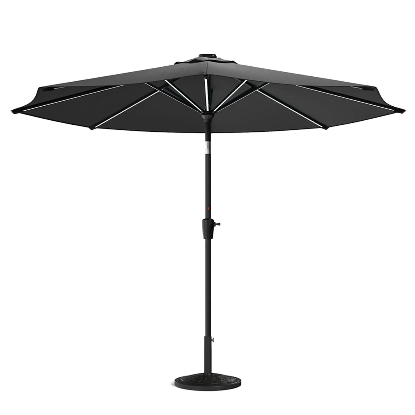 Solar LED Crank & Tilt Dark Grey Parasol With Resin Floral Base 3M