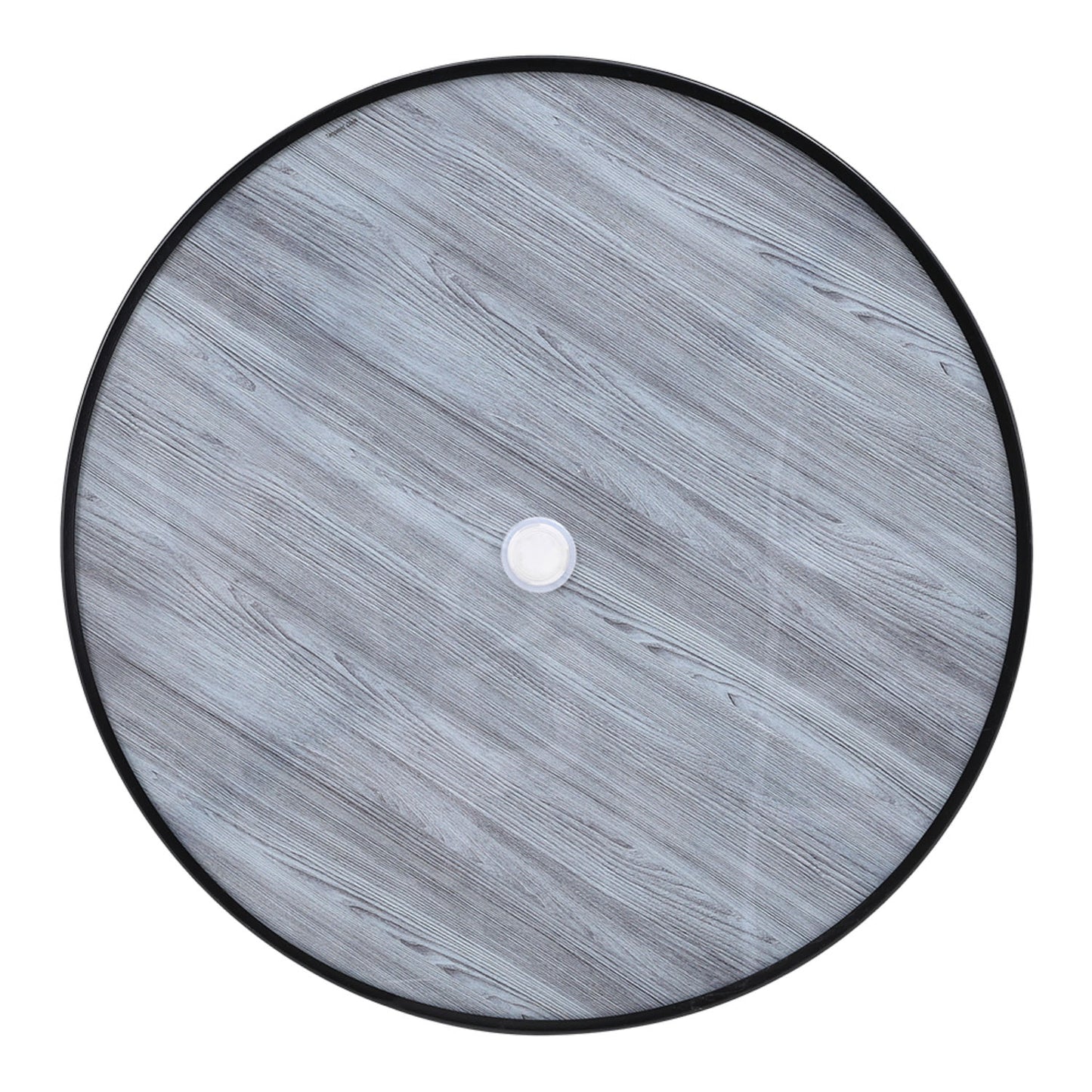 Tempered Glass Grey Round Wood Grain Coffee Table