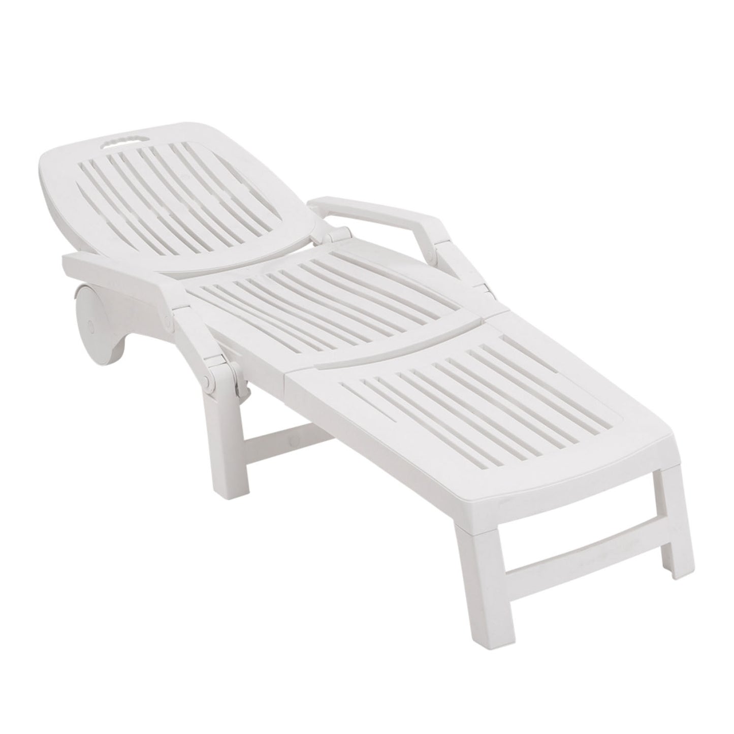 Adjustable Folding Lounge Recliner Chair with Wheels White