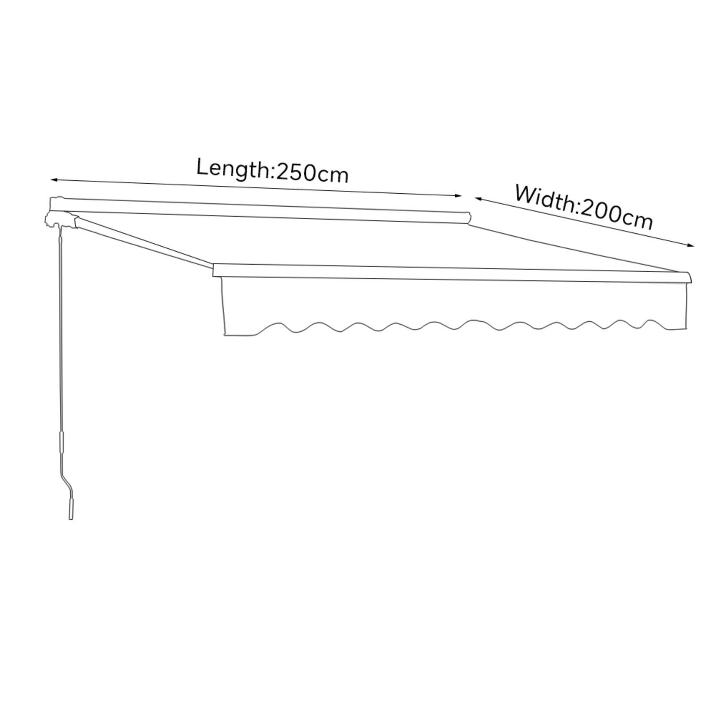 Retractable Grey Manual Patio Awning 2.5 x 2m