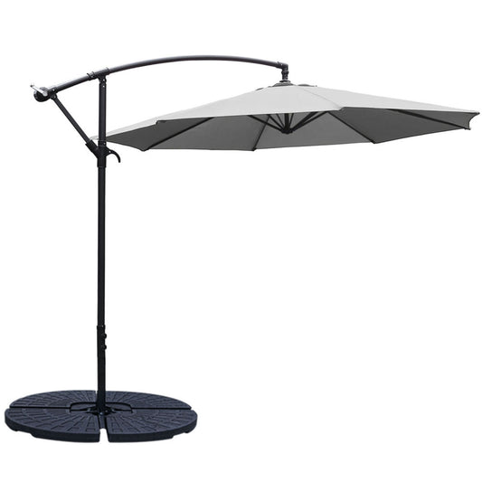 Cantilever Garden Parasol Light Grey with Tilt Fillable Cross Base 3m