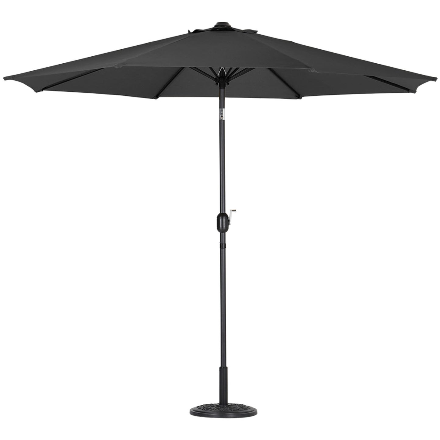 Outdoor Crank Tilt Parasol Black with Round Base 3m