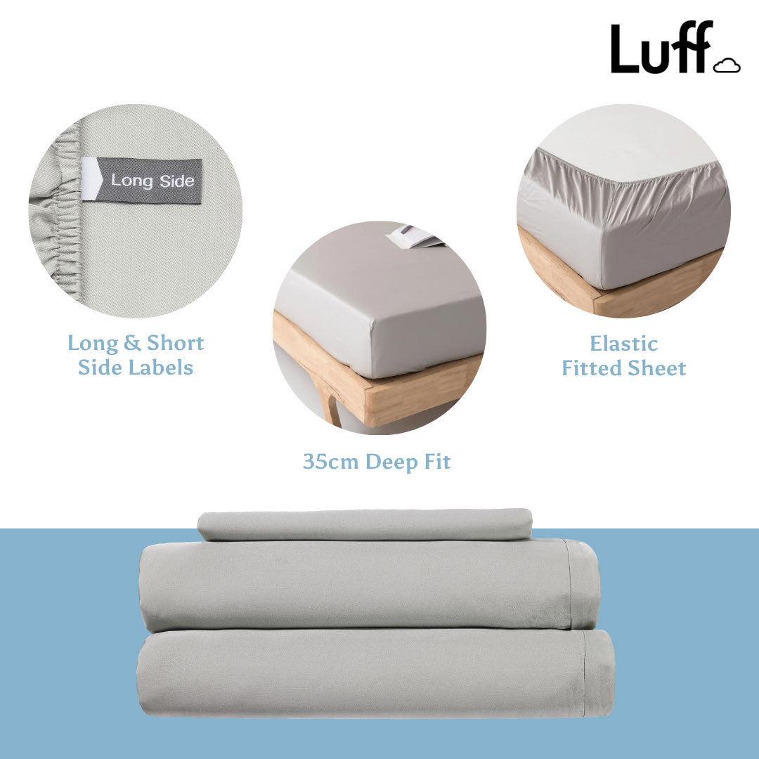 Luff Grey Organic Bamboo Silk 700TC Deep Fitted Sheet