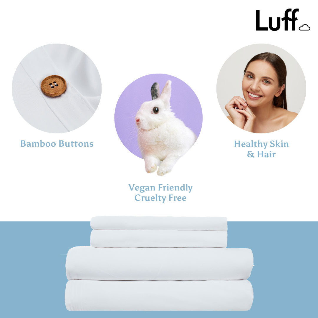 Luff White Organic Bamboo Silk 700TC Duvet Set