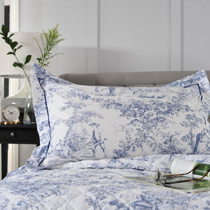 The Lyndon Company Toile Blue Printed Cotton Oxford Pillowcase (Pair)
